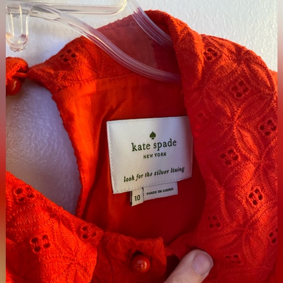 Kate Spade Courtney red eyelet Peter Pan collared dress sz 10 - Picture 5 of 7